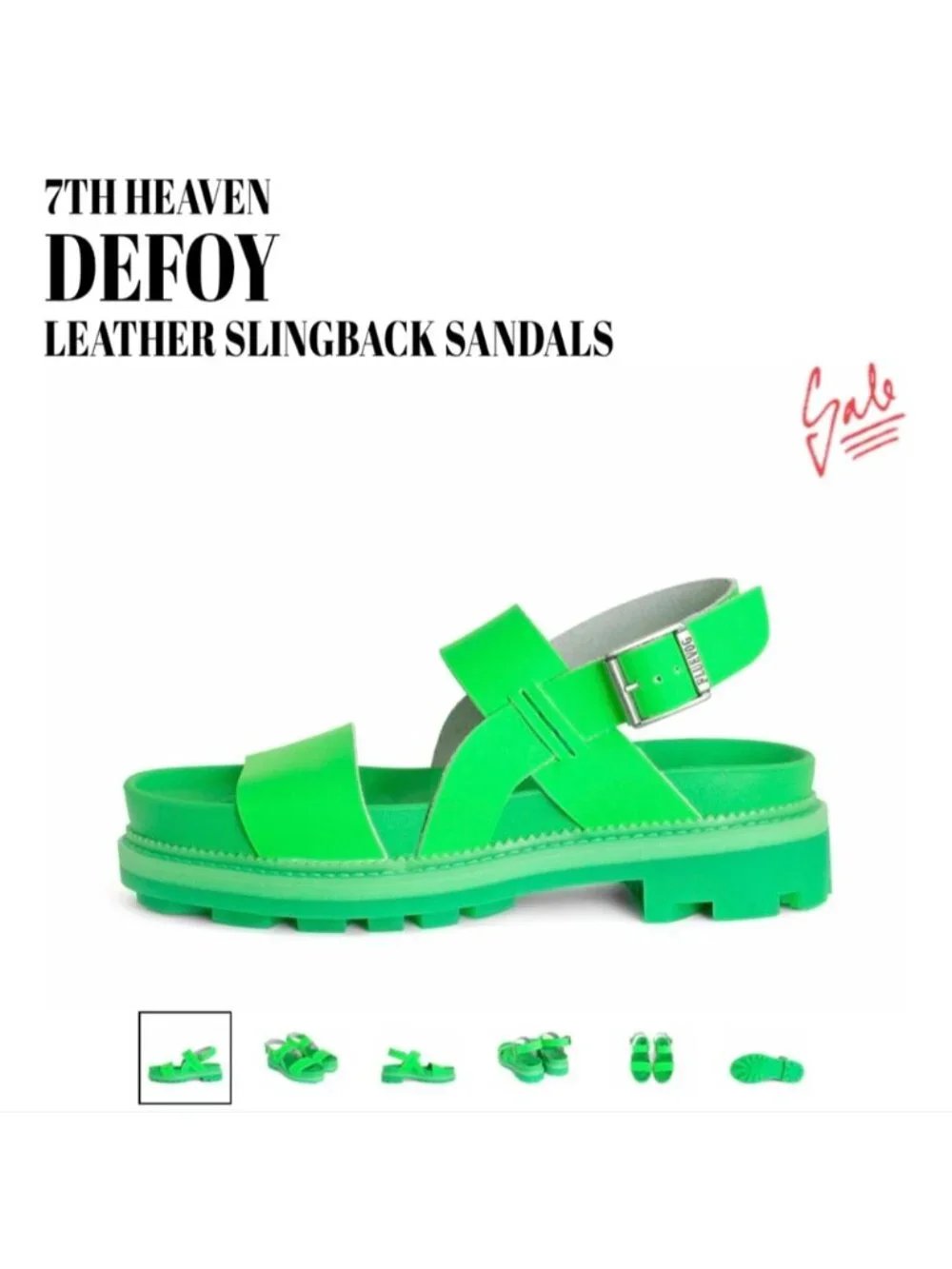 John Fluevog x Anna Sui 7th Heaven Defoy Leather Slingback Sandal Green W8 (M 6)